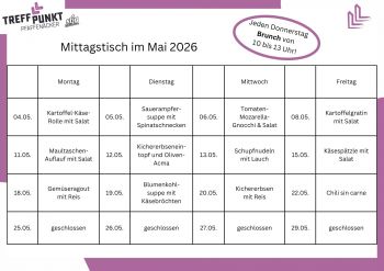 Die aktuelle Speisekarte für den Mittagstisch - gültig für den laufenden Monat