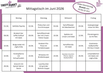 Die aktuelle Speisekarte für den Mittagstisch - gültig für den laufenden Monat