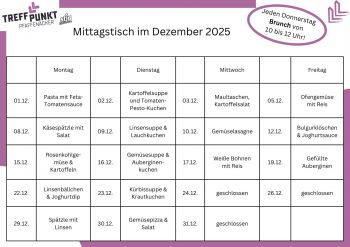 Die aktuelle Speisekarte für den Mittagstisch - gültig für den laufenden Monat