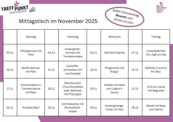 Die aktuelle Speisekarte für den Mittagstisch - gültig für den laufenden Monat